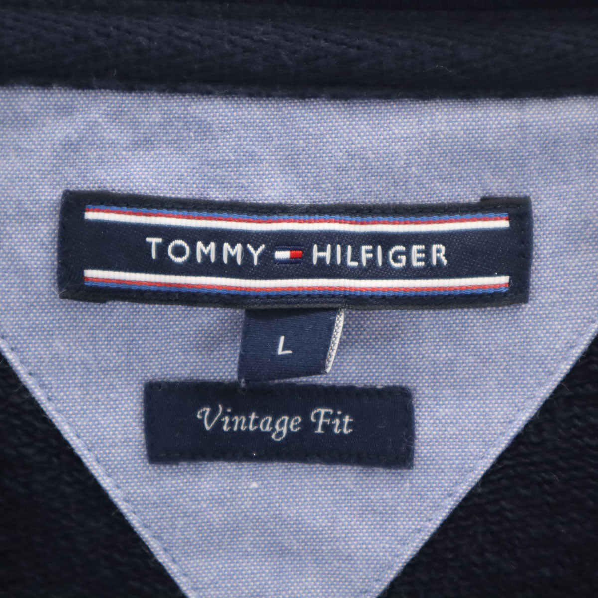 TOMMY HILFIGER トミーヒルフィガー 長袖 スウェット ジップパーカー L ネイビー メンズ