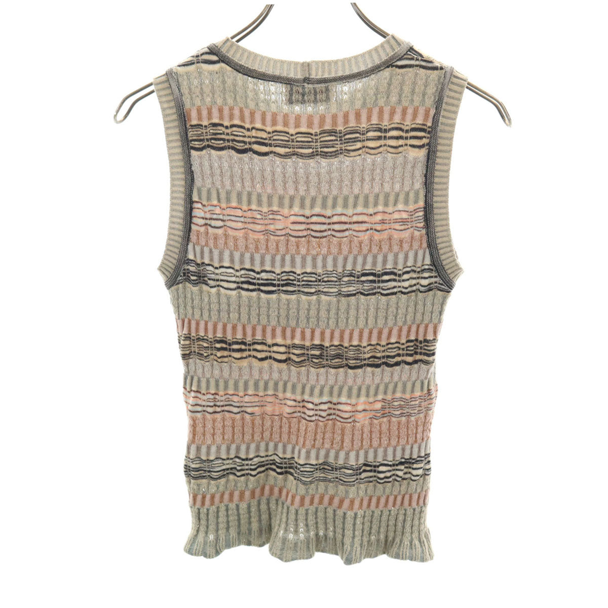 Missoni ミッソーニ ボーダー柄 ノースリーブ ニット 44 ベージュ レディース