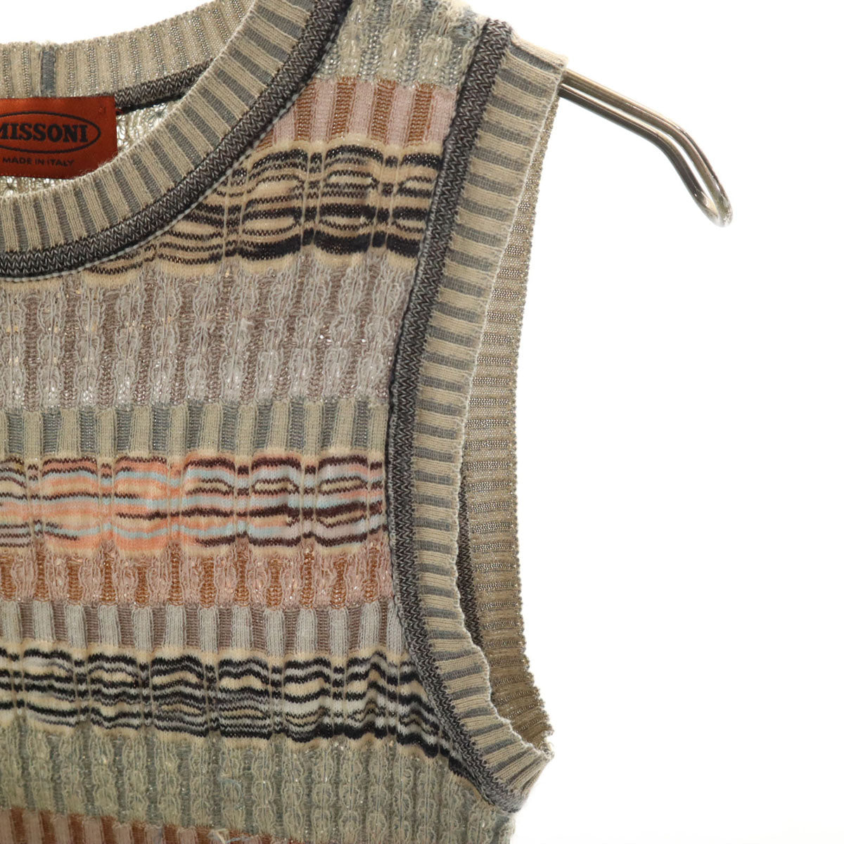Missoni ミッソーニ ボーダー柄 ノースリーブ ニット 44 ベージュ レディース