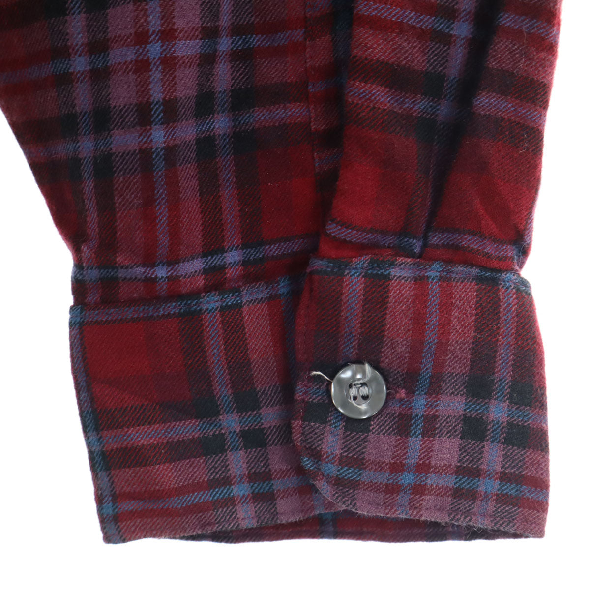 70s ヴィンテージ ウールブレンド チェック柄 長袖 ウールシャツ XL レッド メンズ