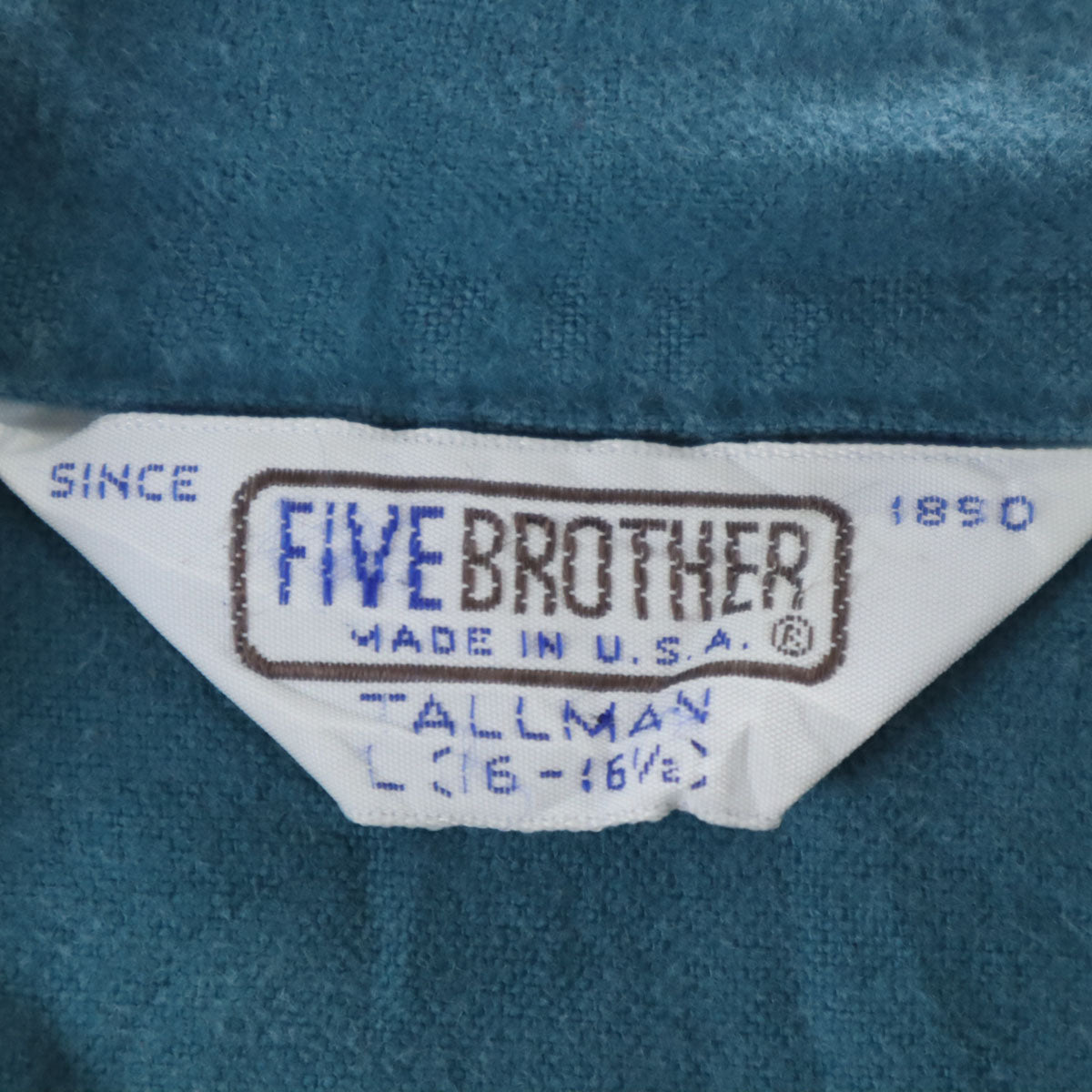 FIVE BROTHER ファイブブラザー 70s ヴィンテージ USA製 シャモアクロス 長袖 シャツ L ライトブルー メンズ