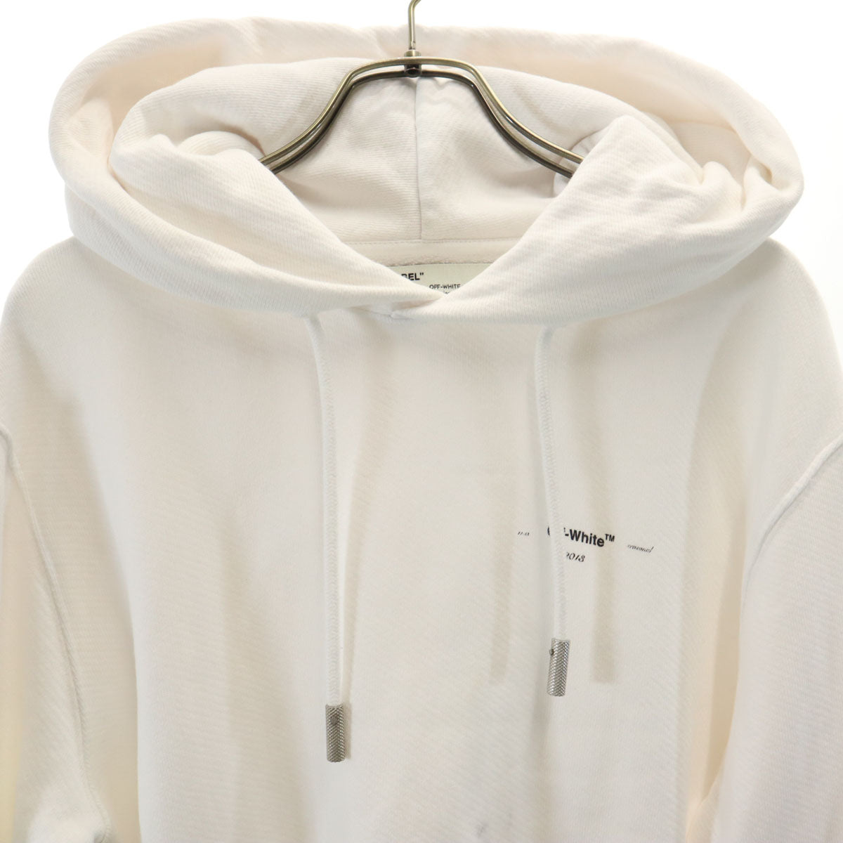 OFF-WHITE オフホワイト ポルトガル製 長袖 スリム スウェットパーカー S ホワイト メンズ