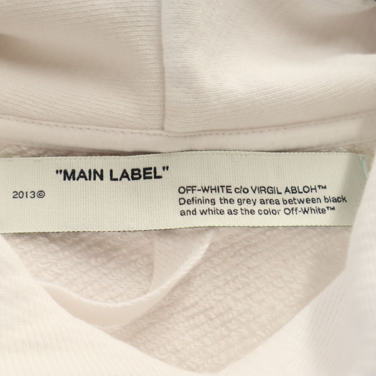 OFF-WHITE オフホワイト ポルトガル製 長袖 スリム スウェットパーカー S ホワイト メンズ