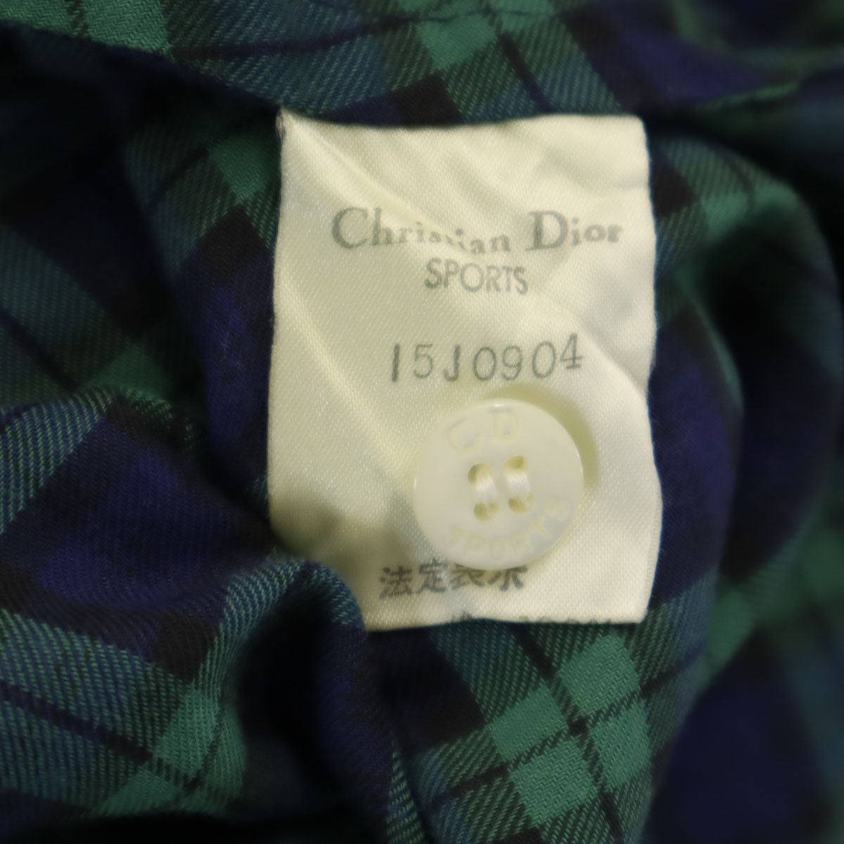 Christian Dior SPORTS クリスチャンディオールスポーツ 90s オールド チェック柄 長袖 チュニック丈 シャツ M ネイビー レディース