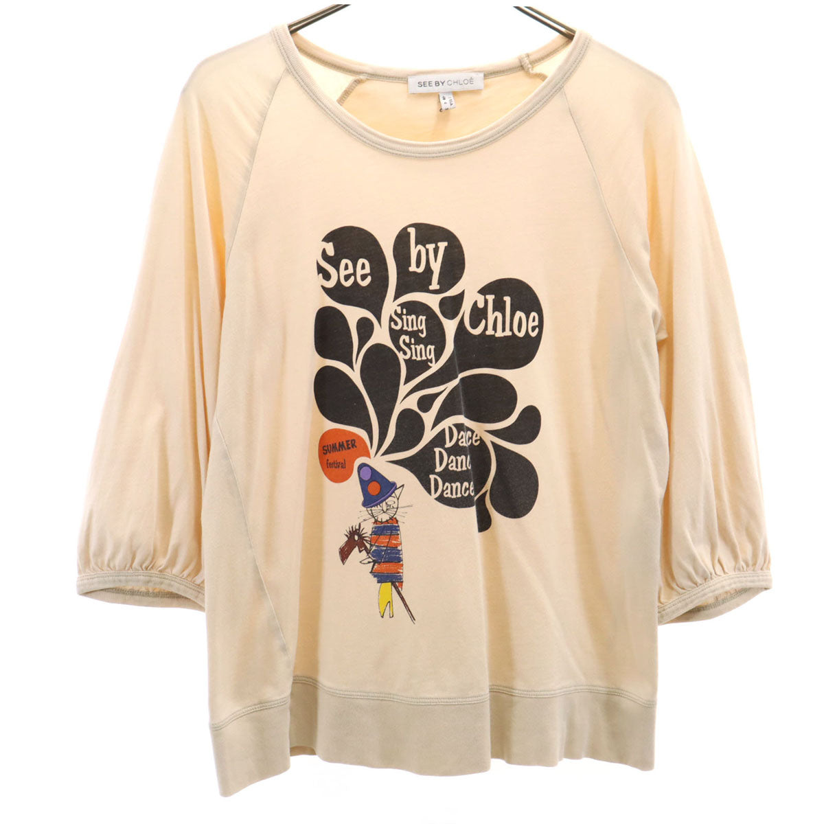 SEE BY CHLOE シーバイクロエ 7分袖 Tシャツ 40 ペールオレンジ ロンT レディース