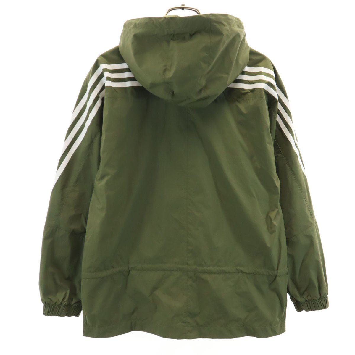 adidas アディダス 長袖 ナイロン ジップパーカー S カーキ 裏トリコット メンズ
