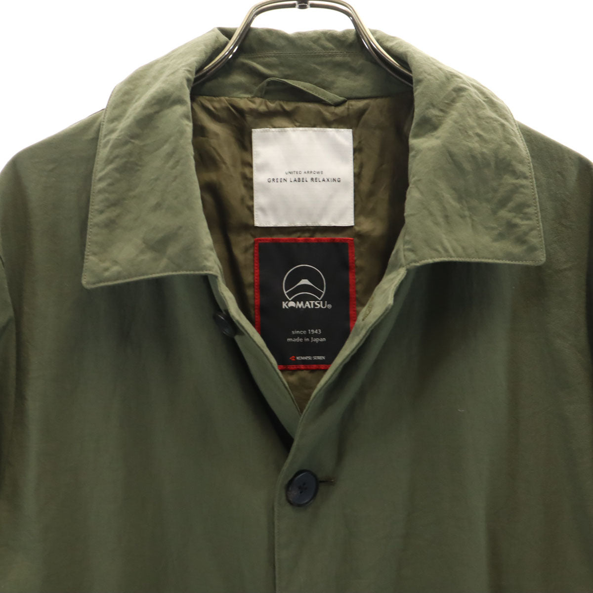 green label relaxing グリーンレーベルリラクシング ステンカラーコート L カーキ KOMATSU メンズ