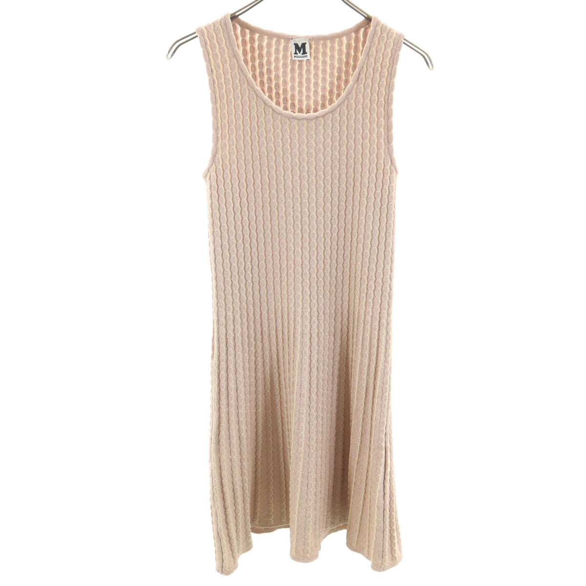 Missoni ミッソーニ ノースリーブ ラメニット ワンピース 42 ピンクベージュ レディース