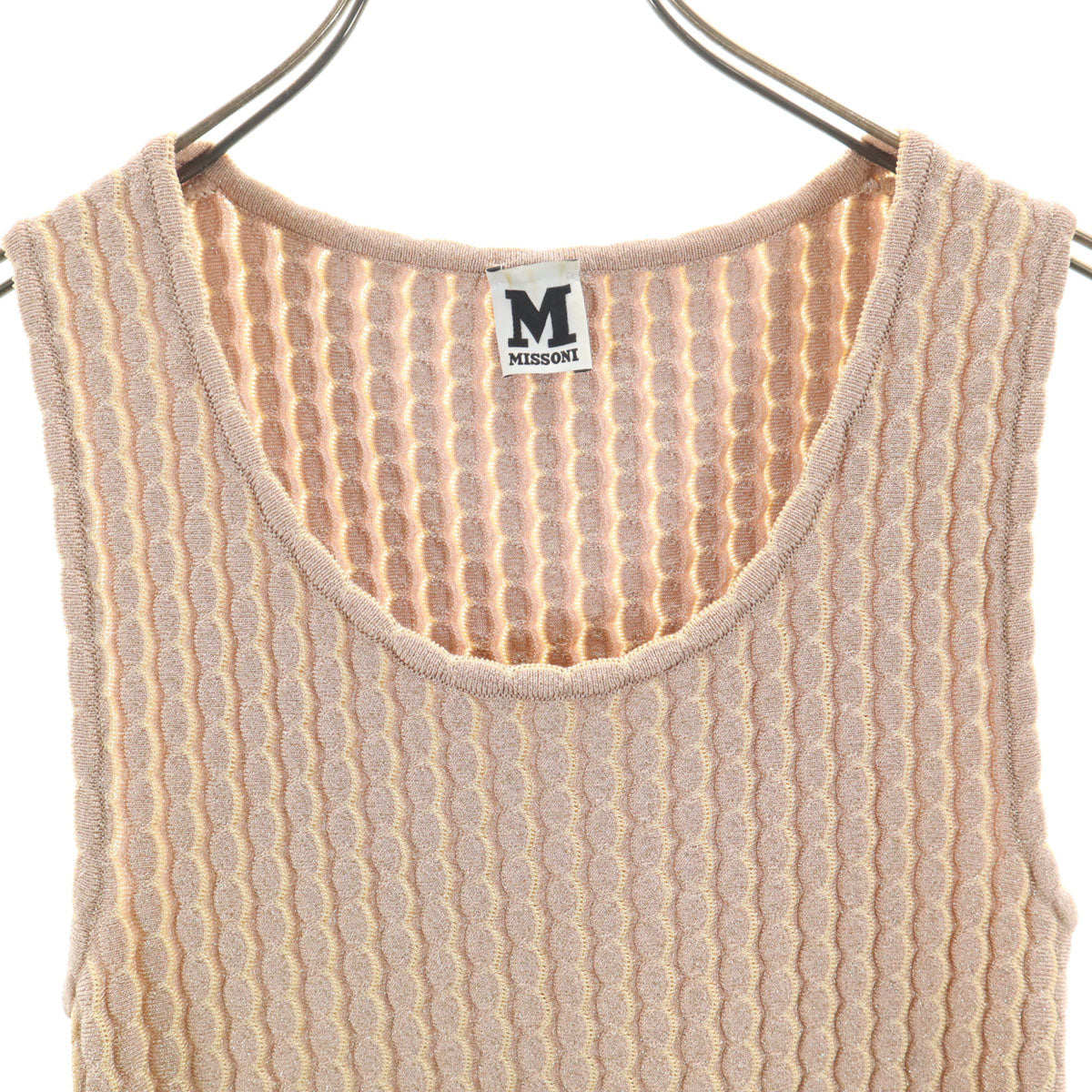 Missoni ミッソーニ ノースリーブ ラメニット ワンピース 42 ピンクベージュ レディース