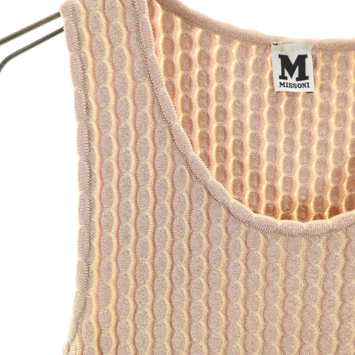 Missoni ミッソーニ ノースリーブ ラメニット ワンピース 42 ピンクベージュ レディース