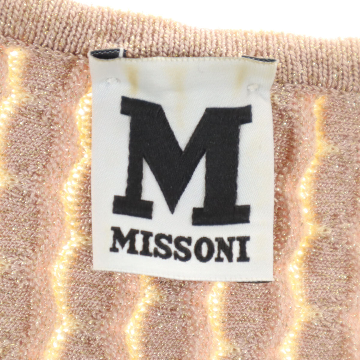 Missoni ミッソーニ ノースリーブ ラメニット ワンピース 42 ピンクベージュ レディース