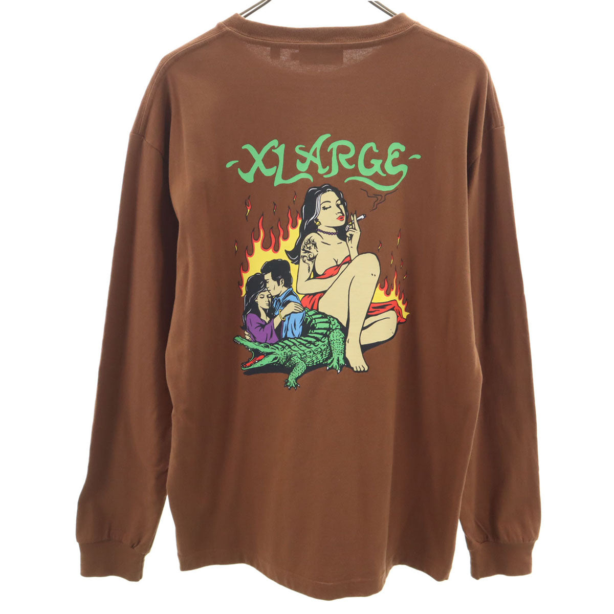 XLARGE エクストララージ バックプリント 長袖 Tシャツ L ブラウン ロンT メンズ