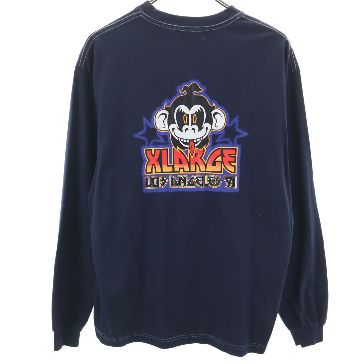 XLARGE エクストララージ バックプリント 長袖 Tシャツ M ネイビー ロンT メンズ