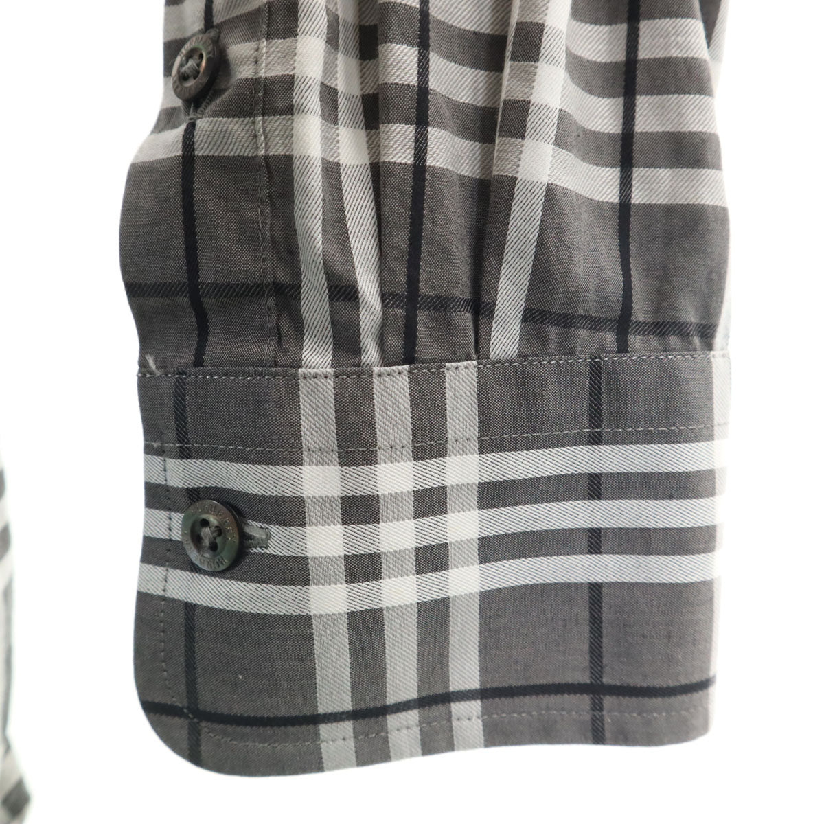 BURBERRY LONDON バーバリーロンドン 日本製 チェック柄 長袖 ボタンダウンシャツ L グレー 三陽商会 メンズ