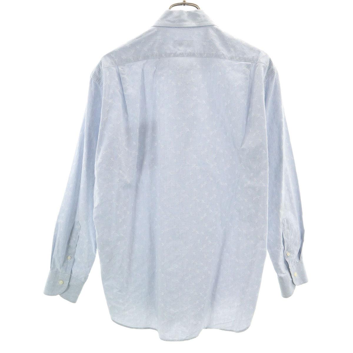LANVIN LA COLLECTION ランバンコレクション 日本製 ストライプ柄 長袖 コットンシャツ L ブルー系 メンズ