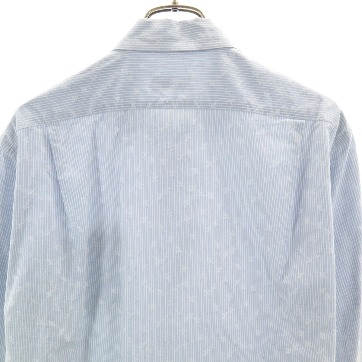 LANVIN LA COLLECTION ランバンコレクション 日本製 ストライプ柄 長袖 コットンシャツ L ブルー系 メンズ