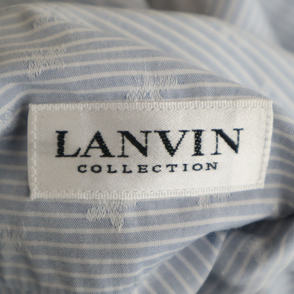 LANVIN LA COLLECTION ランバンコレクション 日本製 ストライプ柄 長袖 コットンシャツ L ブルー系 メンズ
