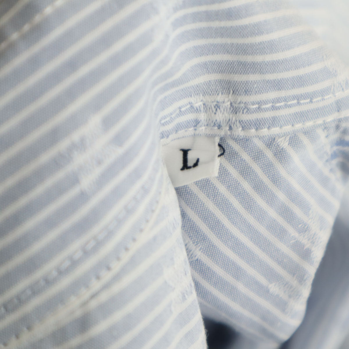 LANVIN LA COLLECTION ランバンコレクション 日本製 ストライプ柄 長袖 コットンシャツ L ブルー系 メンズ