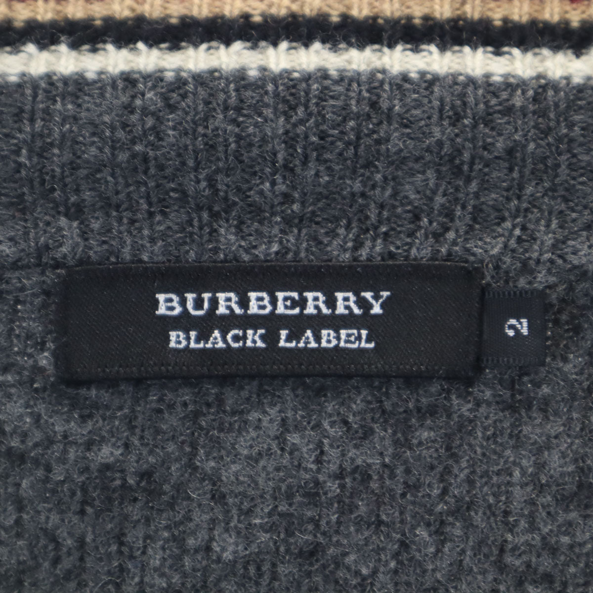 BURBERRY BLACK LABEL バーバリーブラックレーベル 切替 ニット ジップジャケット 2 グレー 三陽商会 メンズ