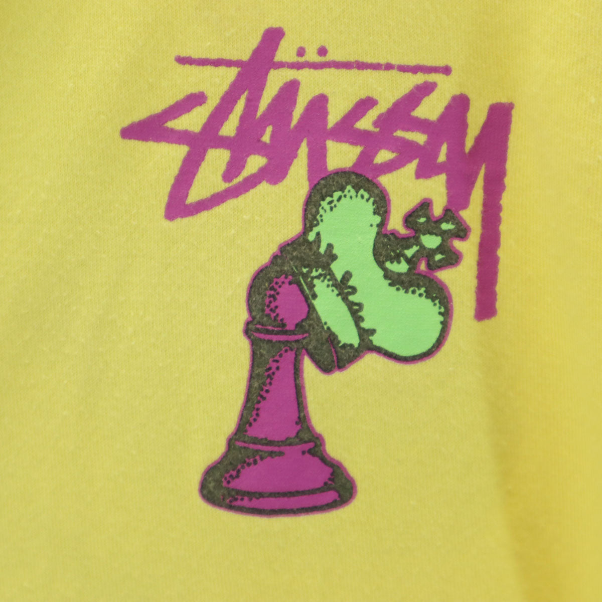 STUSSY ステューシー バックプリント 長袖 Tシャツ L イエロー ロンT メンズ