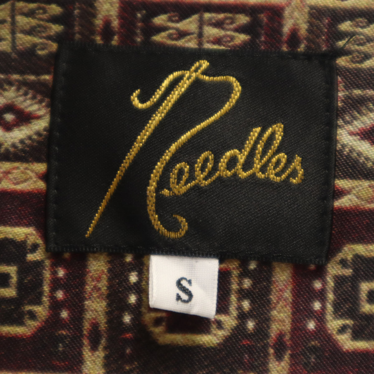 Needles ニードルズ 日本製 総柄 長袖 オープンカラーシャツ S ボルドー メンズ