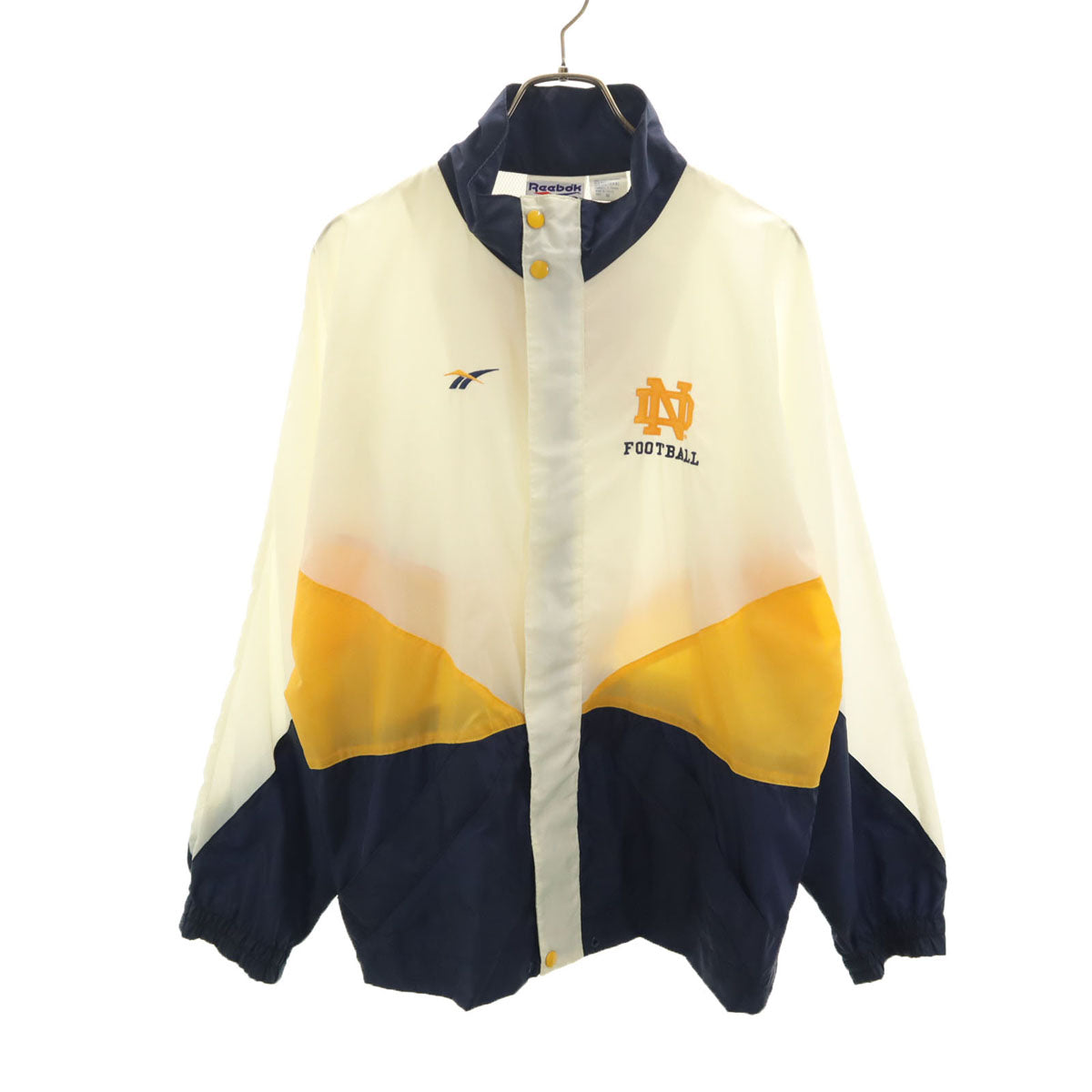 Reebok リーボック 90s オールド ノートルダム ファイティングアイリッシュ ナイロンジャケット M アイボリー フットボール メンズ