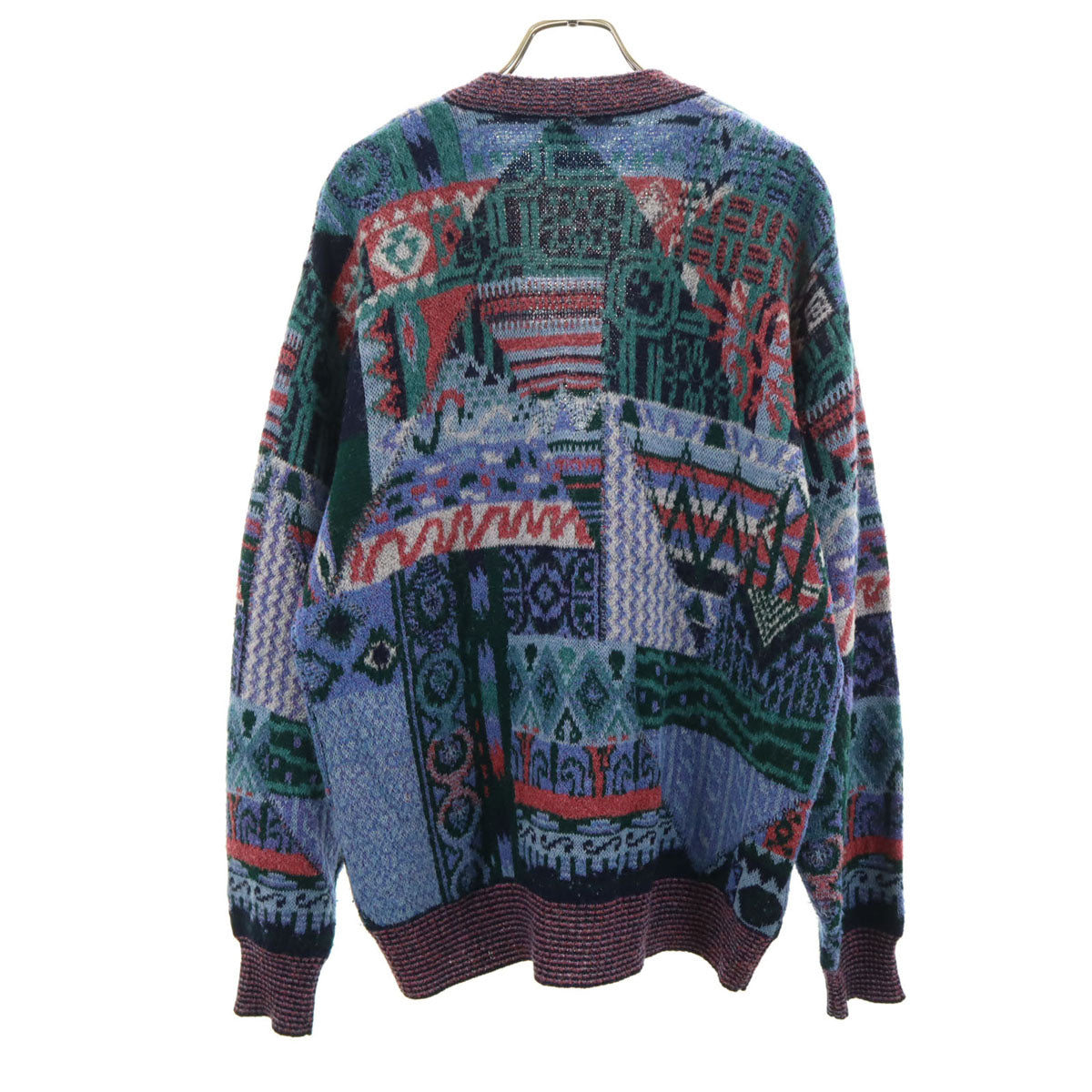 PREMA by CailoLana 90s イタリア製 オールド 総柄 長袖 Vネック ニットカーディガン L マルチ メンズ