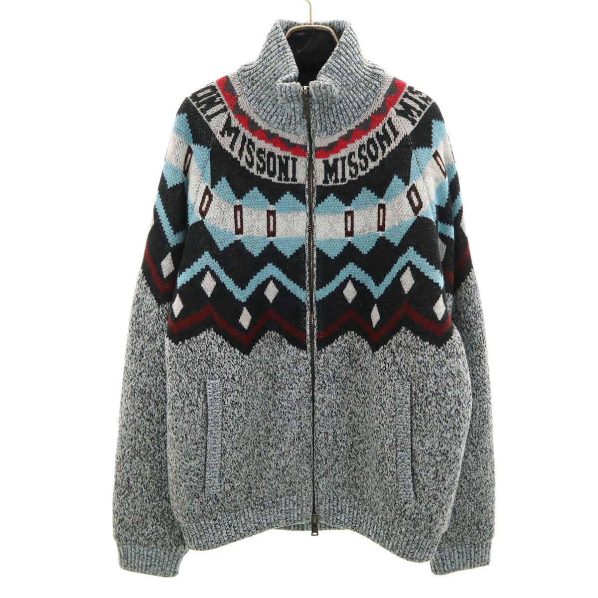 Missoni ミッソーニ フェアアイル柄 ニットジャケット 48 マルチ 中綿 メンズ