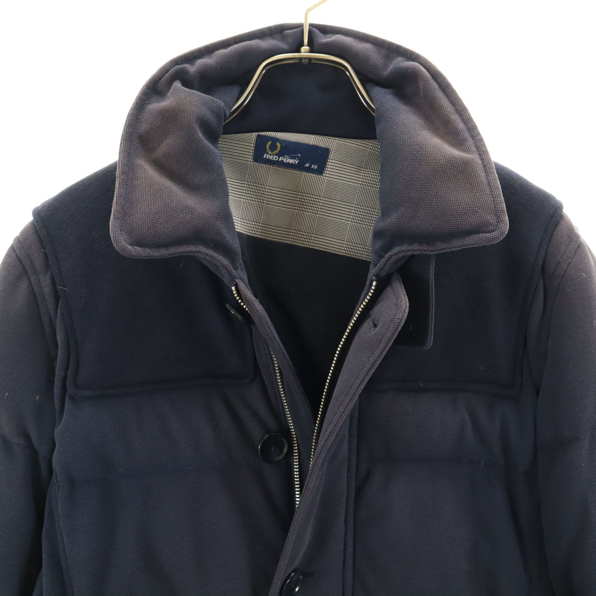 FRED PERRY フレッドペリー ハイブリッド ダウンジャケット XS ネイビー メンズ