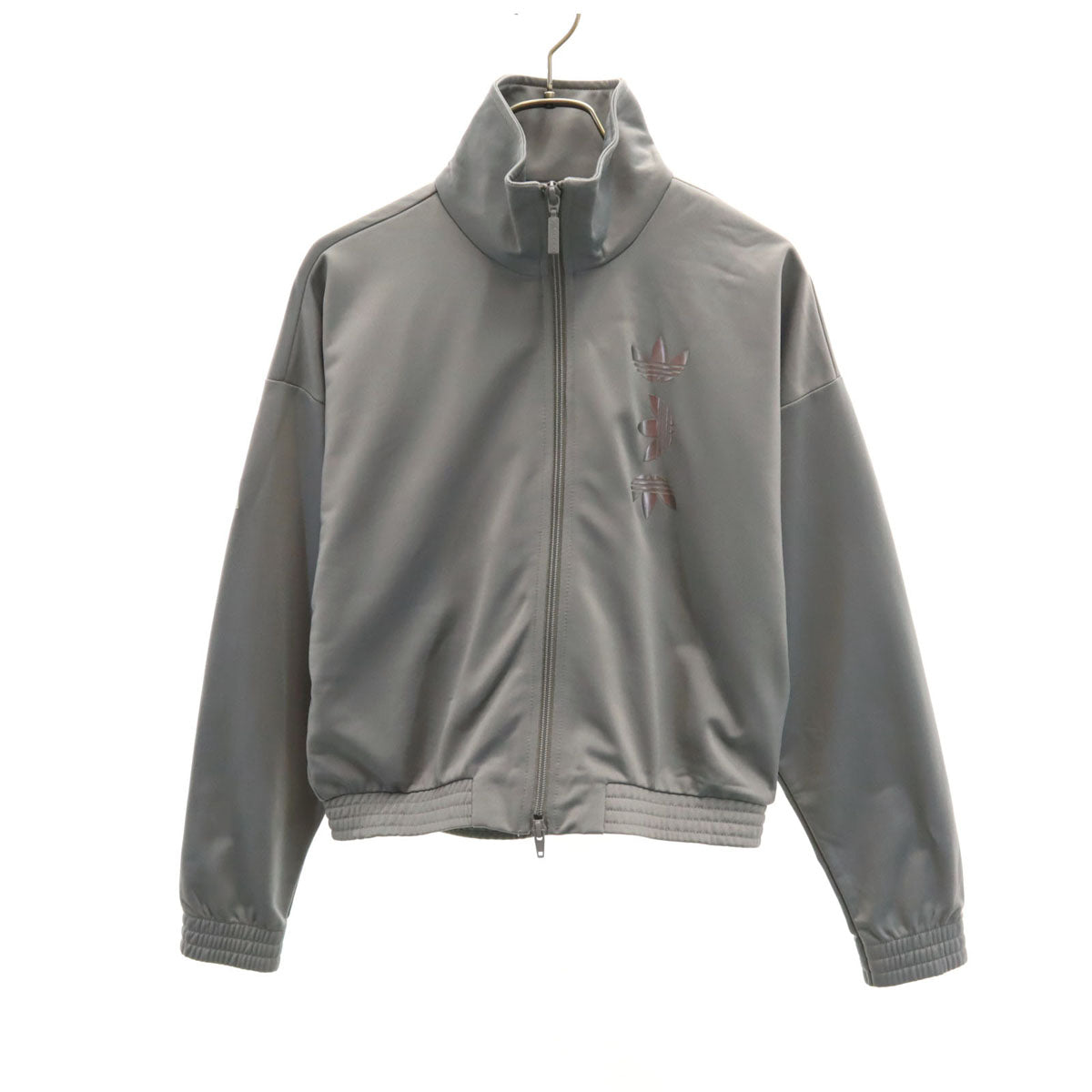 adidas Originals アディダスオリジナルス トレフォイルロゴ クロップド丈 トラックジャケット M グレー ジャージ レディース