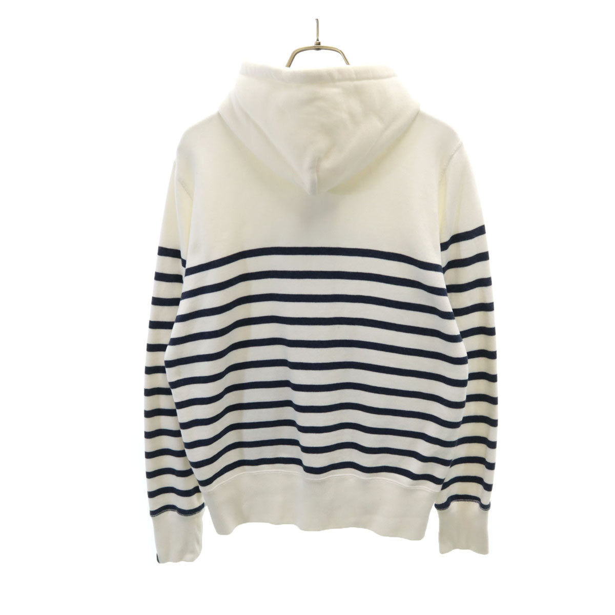 LOOPWHEELER ループウィラー 日本製 ボーダー柄 長袖 スウェット ジップパーカー S ホワイト メンズ