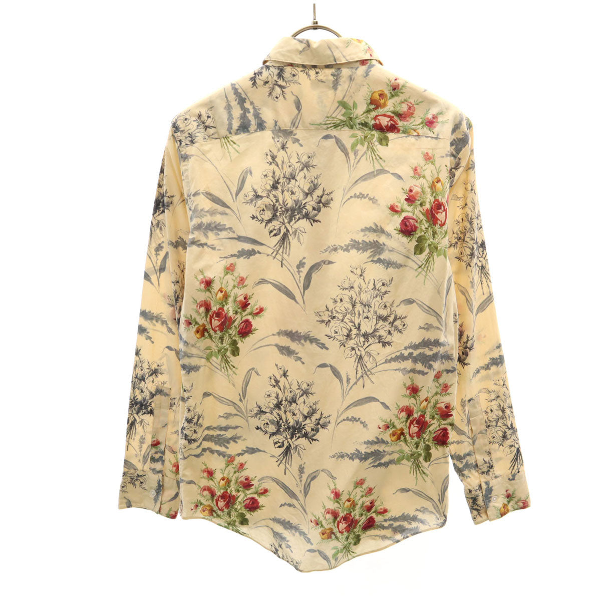 Paul Smith ポールスミス 日本製 花柄 長袖 コットンシャツ S ベージュ メンズ