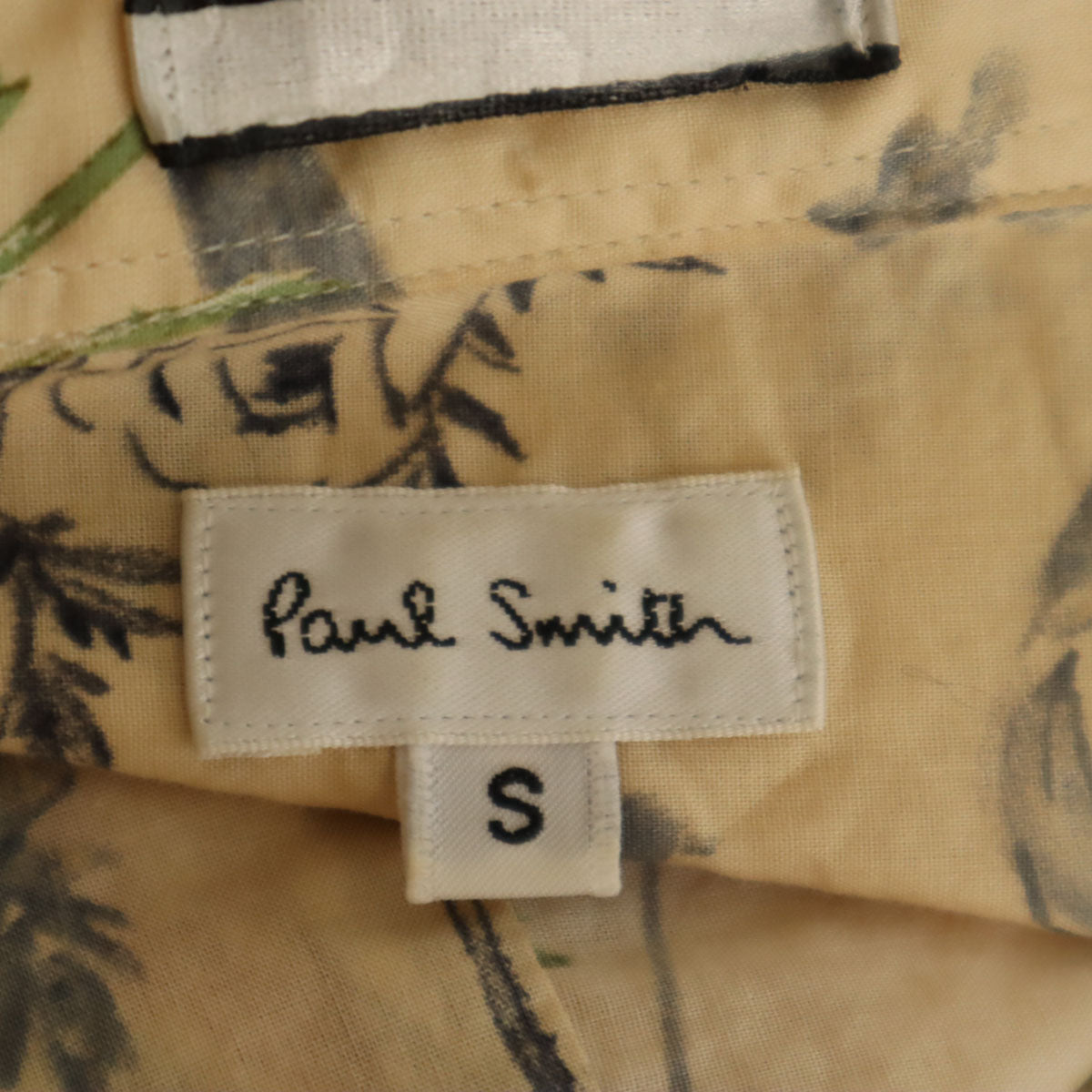 Paul Smith ポールスミス 日本製 花柄 長袖 コットンシャツ S ベージュ メンズ