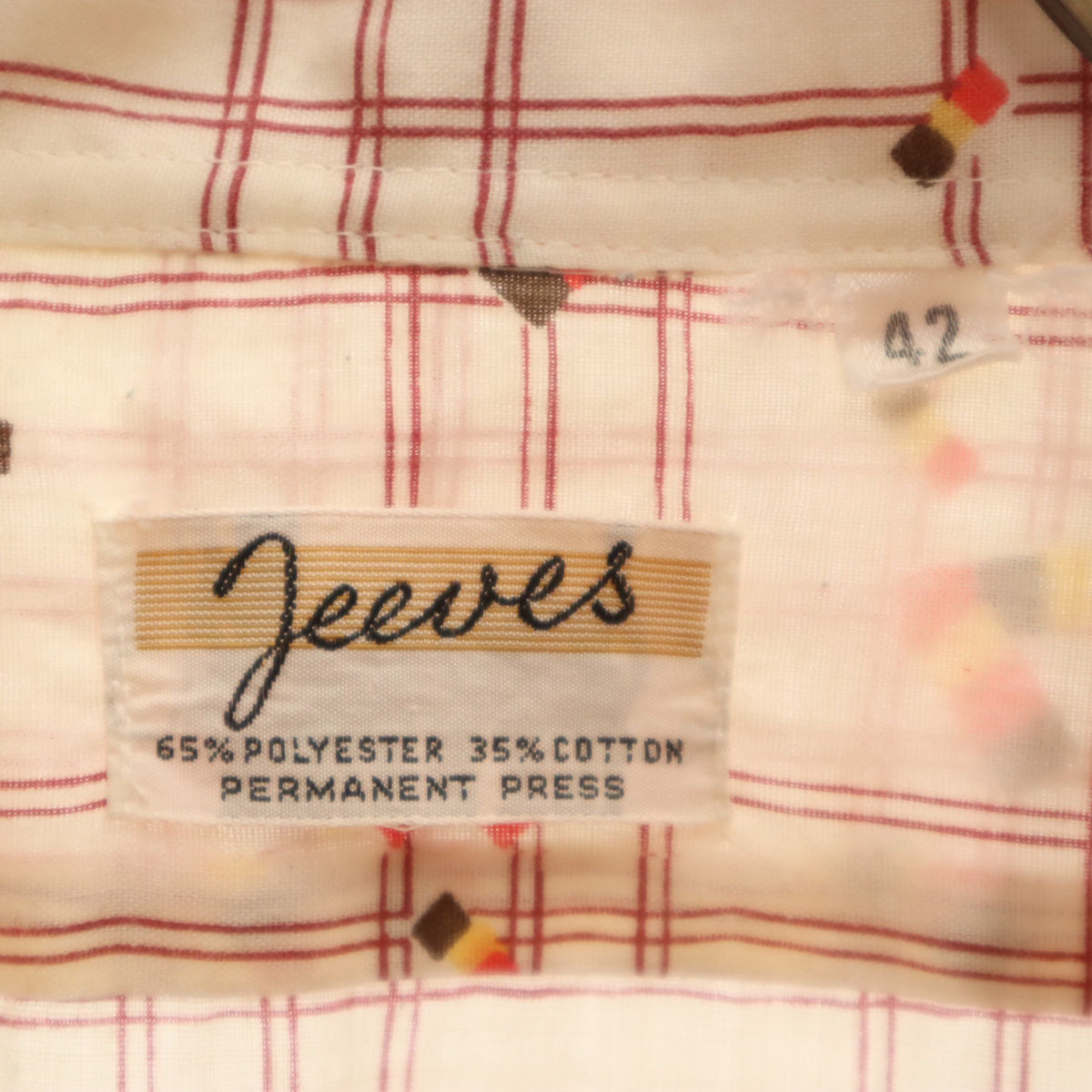 JEEVES 70s ヴィンテージ チェック柄 長袖 シャツ 42 アイボリー メンズ