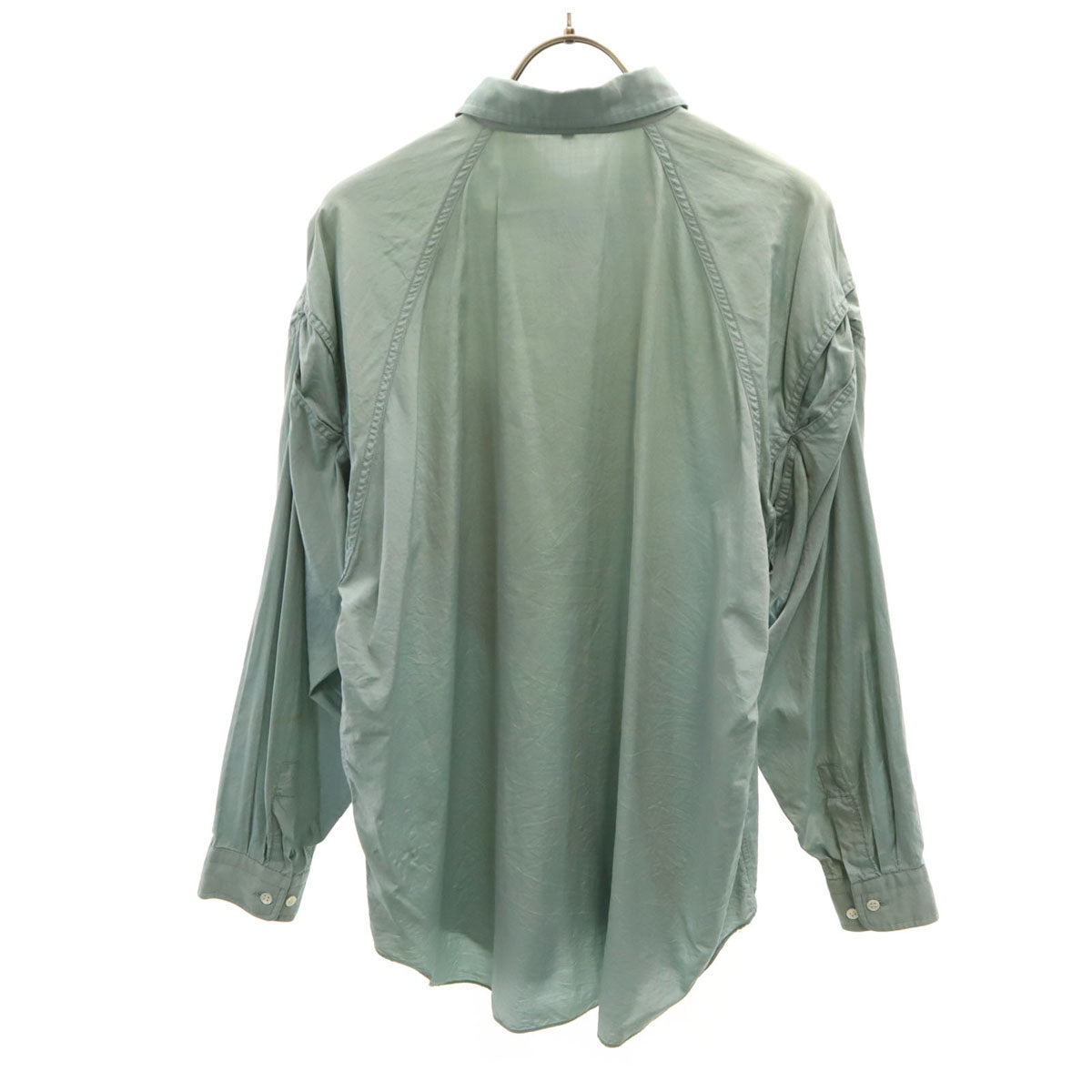 ISSEY MIYAKE イッセイミヤケ 90s シルクブレンド オールド 長袖 シャツ M グリーングレー メンズ