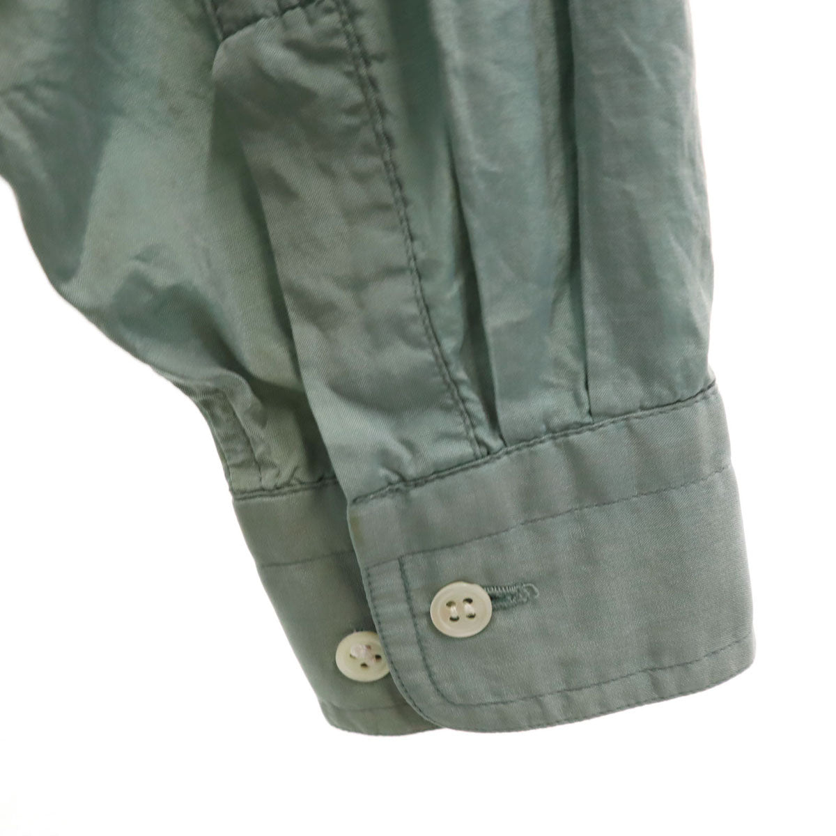 ISSEY MIYAKE イッセイミヤケ 90s シルクブレンド オールド 長袖 シャツ M グリーングレー メンズ