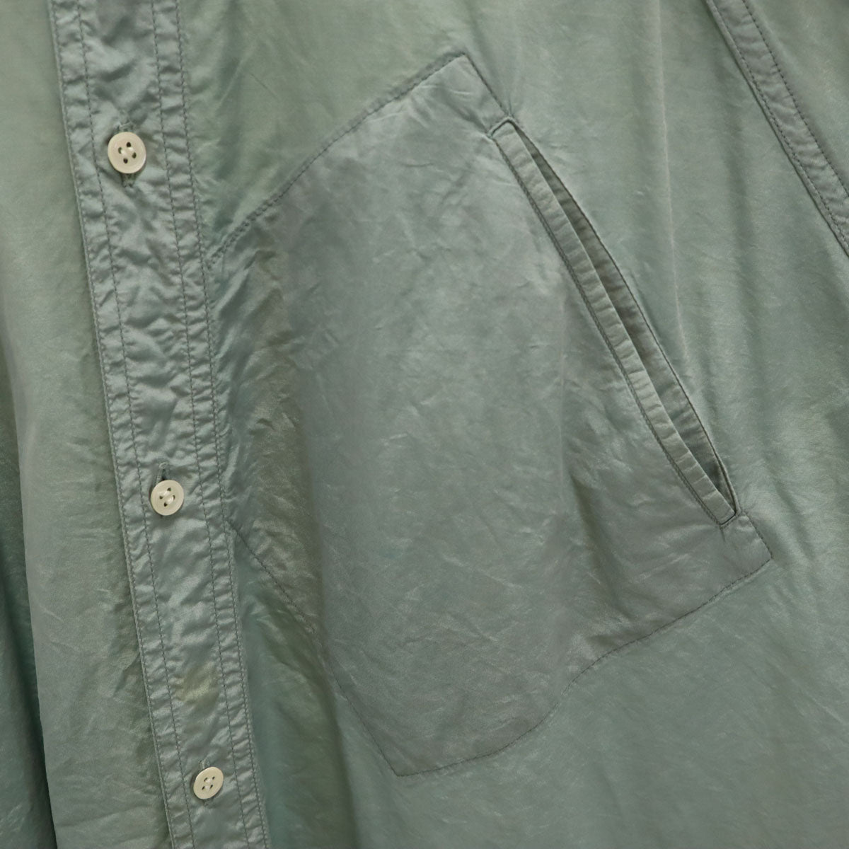 ISSEY MIYAKE イッセイミヤケ 90s シルクブレンド オールド 長袖 シャツ M グリーングレー メンズ