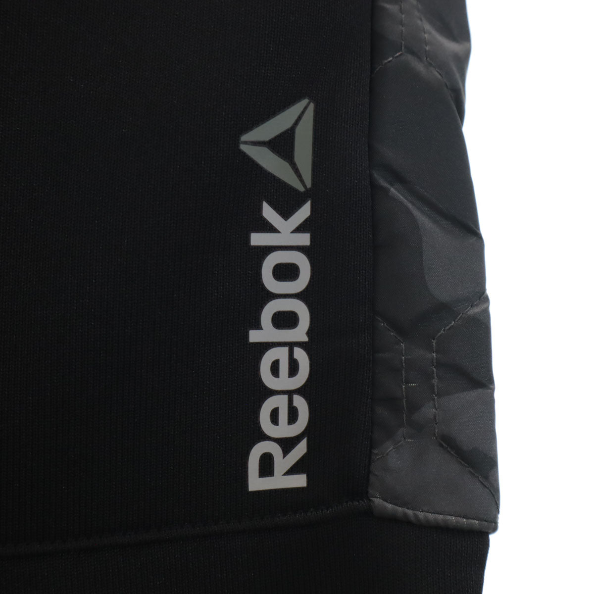 未使用 Reebok リーボック カモフラ柄切替 長袖 ジップパーカー 上下 セットアップ M/L ブラック ジャージ メンズ
