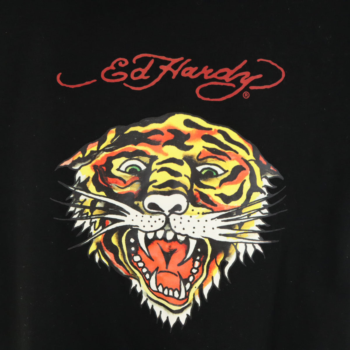 EdHardy エドハーディー バックプリント 長袖 スウェットパーカー M 黒 プルオーバー 裏起毛 メンズ