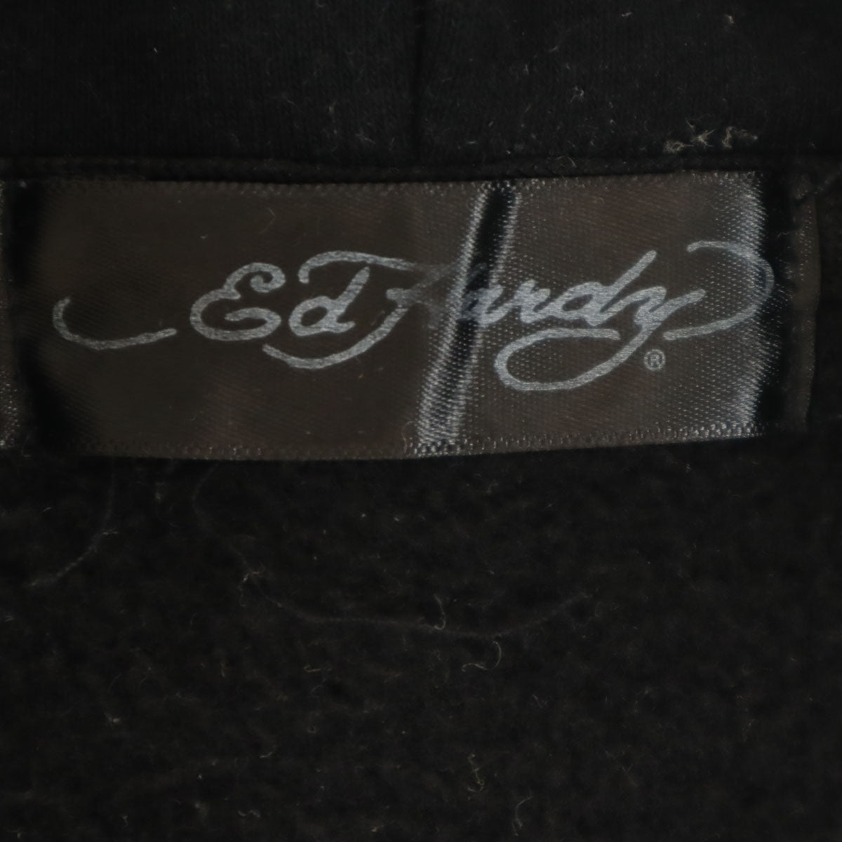 EdHardy エドハーディー バックプリント 長袖 スウェットパーカー M 黒 プルオーバー 裏起毛 メンズ
