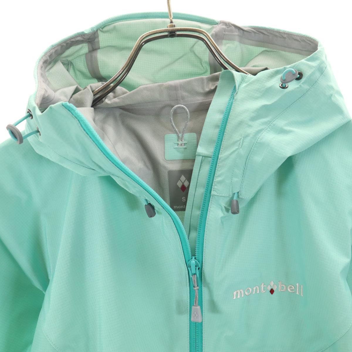 mont-bell モンベル レインダンサー ジャケット S ミント アウトドア 収納袋付き レディース