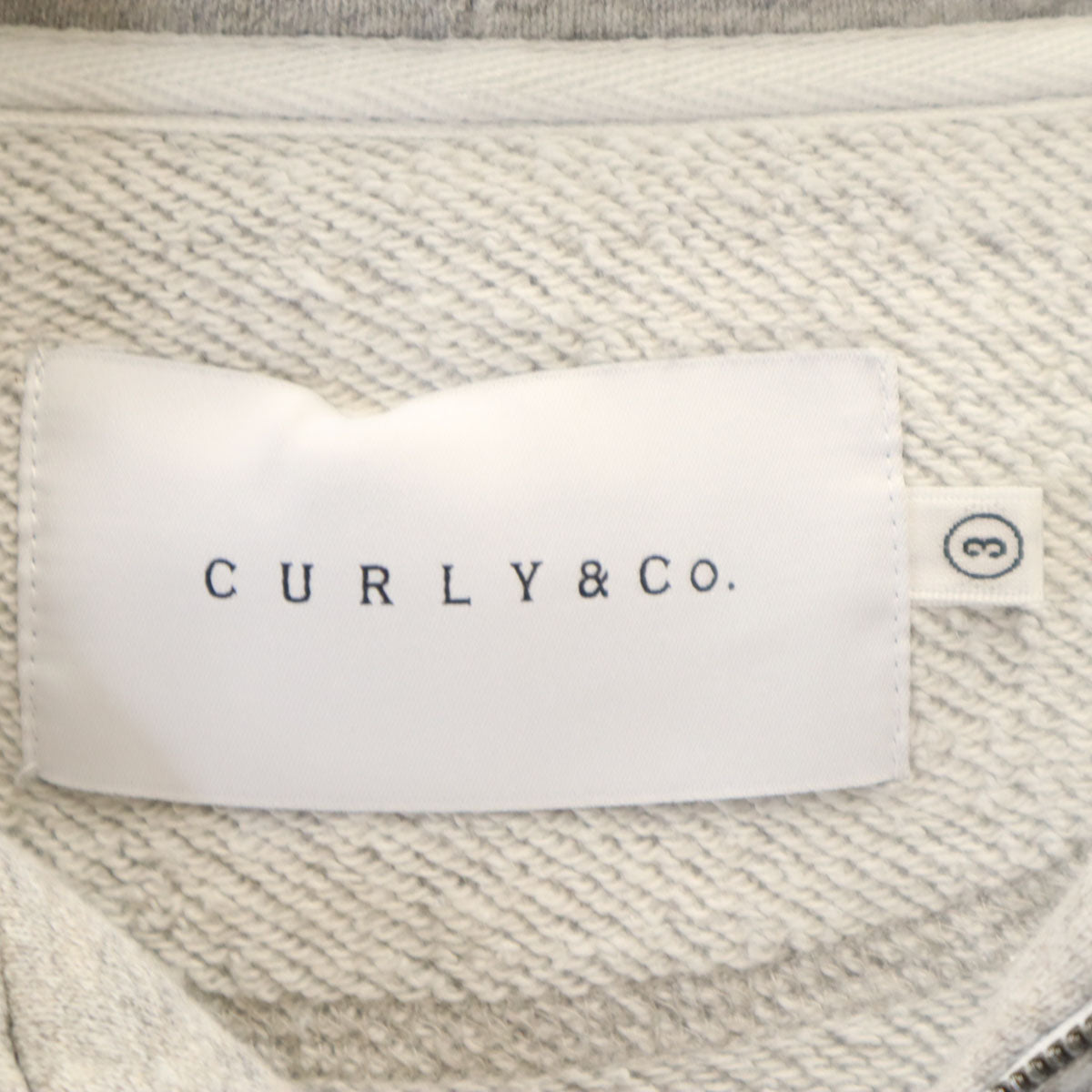 CURLY カーリー 日本製 長袖 スウェット ジップパーカー 3 グレー メンズ