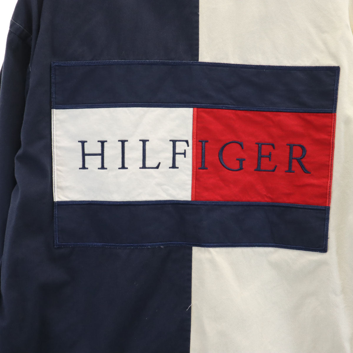 TOMMY HILFIGER トミーヒルフィガー 90s オールド バック フラッグロゴ 長袖 ボタンダウンシャツ S ネイビー メンズ