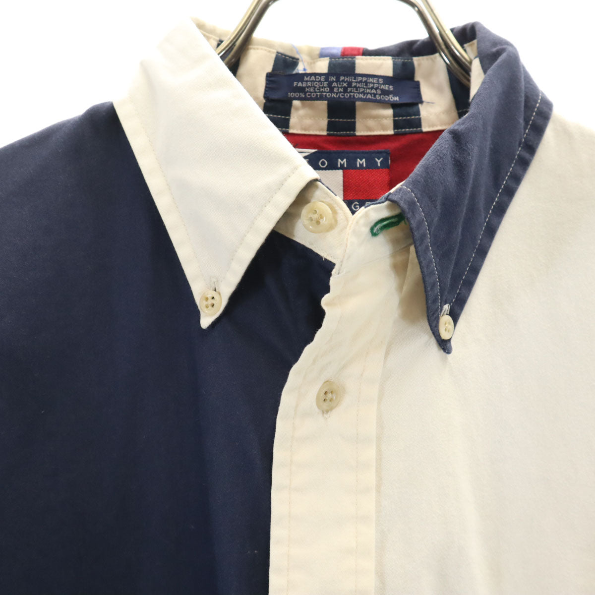 TOMMY HILFIGER トミーヒルフィガー 90s オールド バック フラッグロゴ 長袖 ボタンダウンシャツ S ネイビー メンズ