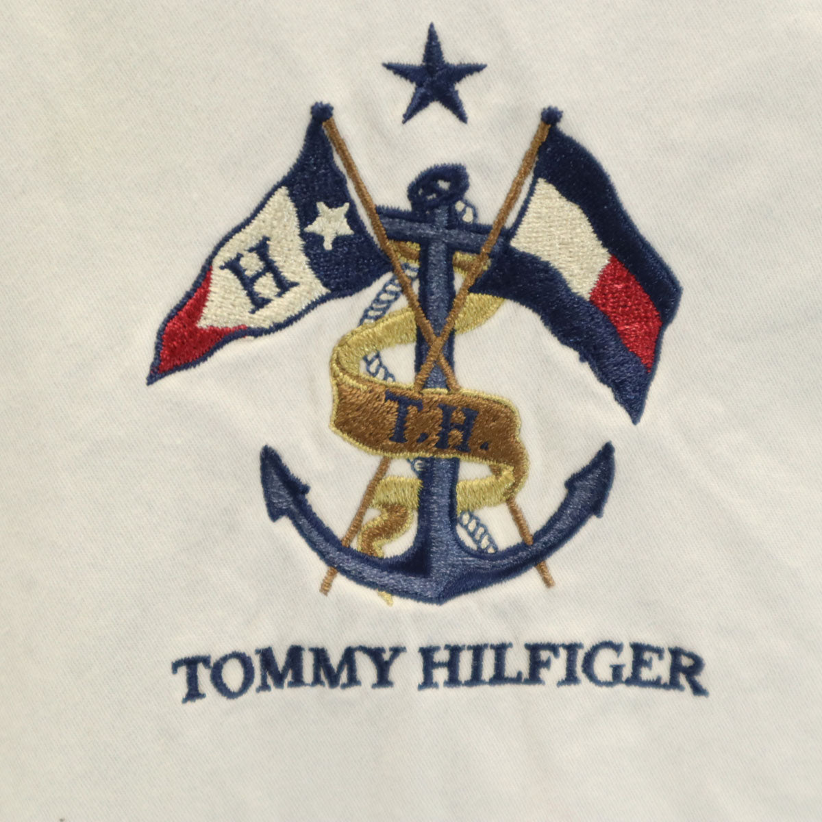 TOMMY HILFIGER トミーヒルフィガー 90s オールド バック フラッグロゴ 長袖 ボタンダウンシャツ S ネイビー メンズ