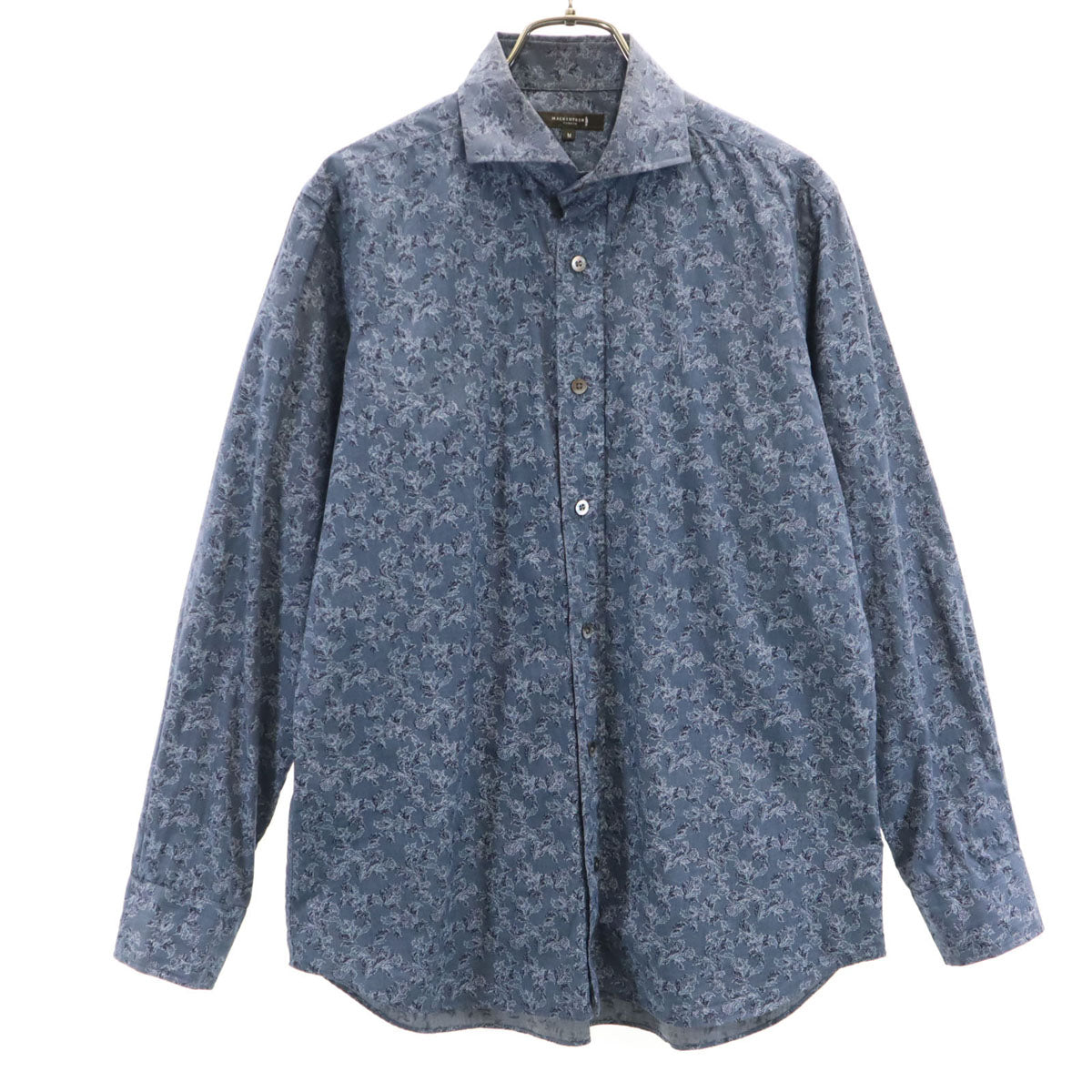 MACKINTOSH LONDON マッキントッシュロンドン 日本製 花柄 長袖 コットンシャツ M チャコールグレー メンズ