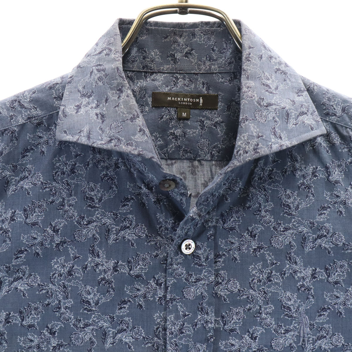 MACKINTOSH LONDON マッキントッシュロンドン 日本製 花柄 長袖 コットンシャツ M チャコールグレー メンズ
