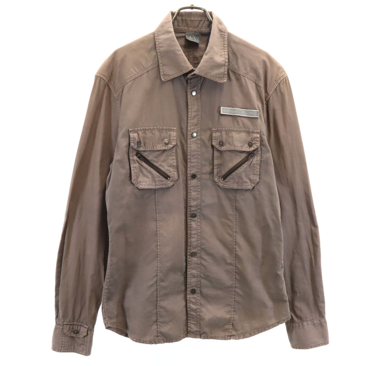 ARMANI EXCHANGE アルマーニエクスチェンジ 長袖 シャツ M アッシュブラウン メンズ