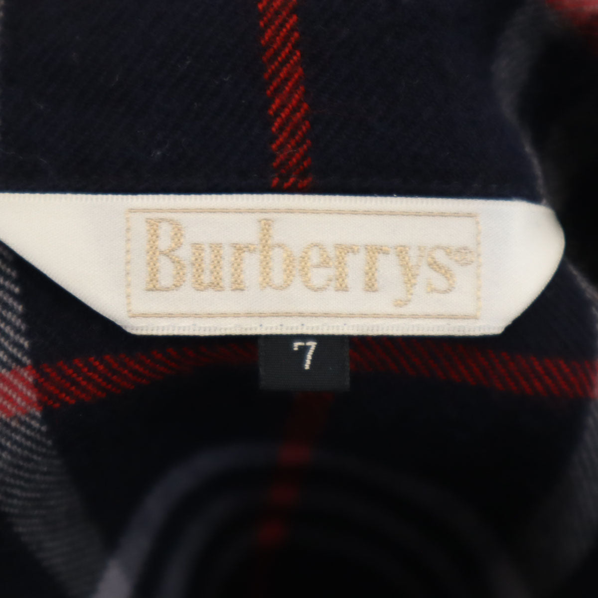 Burberrys バーバリーズ 90s オールド チェック柄 長袖 ウールシャツ 7 ネイビー レディース