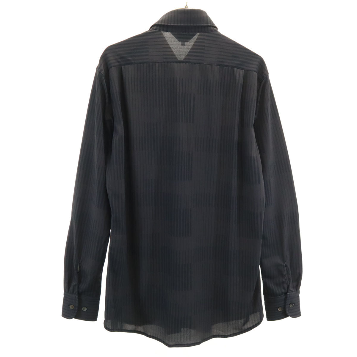 美品 LANVIN SPORT ランバンスポール 総柄 長袖 ボタンダウンシャツ 38 チャコール メンズ